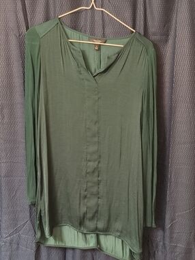 Vera wang Forest Green Long-Sleeve V-Neck Tunic
